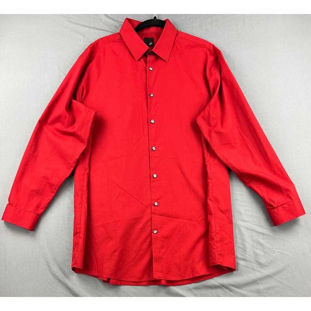 J. Ferrar Dress Shirt Mens XXL Red Slim Fit Long Sleeve Button Down Good